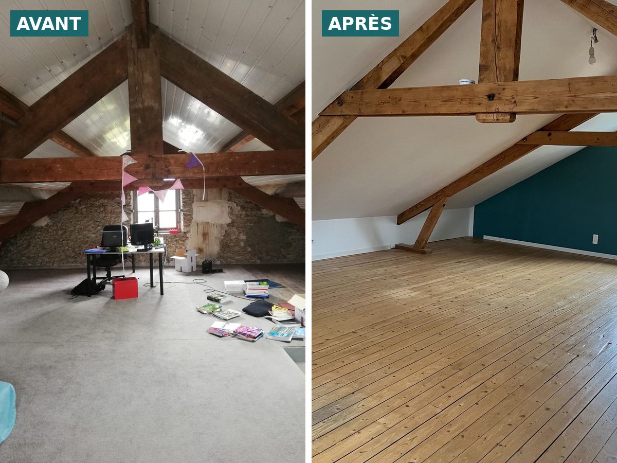 Combles avant et après rénovation